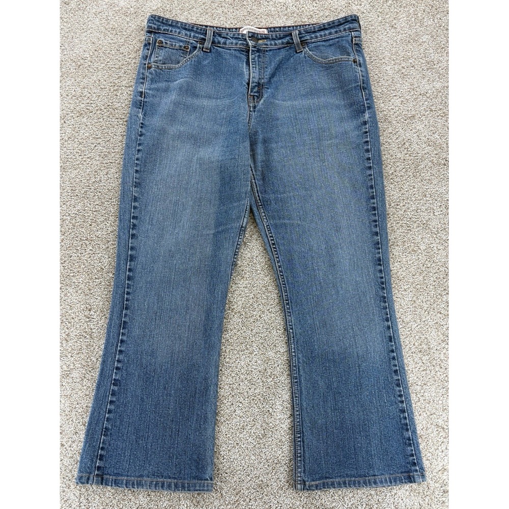 VTG Levis Signature Low Rise Bootcut Kick Crop Jeans Women's 16 Blue Stretch Y2K